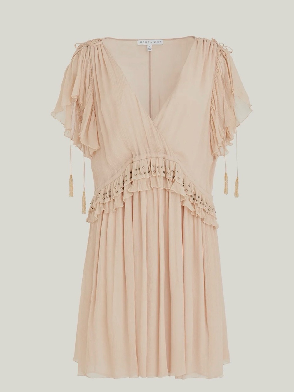 Sea Dream Blush Pink Ruffled V-Neck Dress